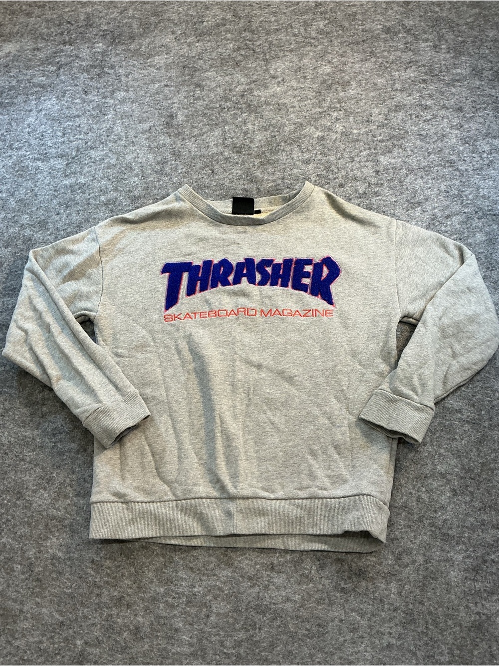 Thrasher Grey Embroidered Crewneck Sweater Size S